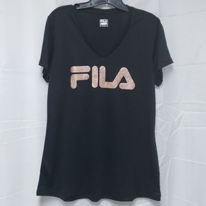 FILA Training top black gold logo.